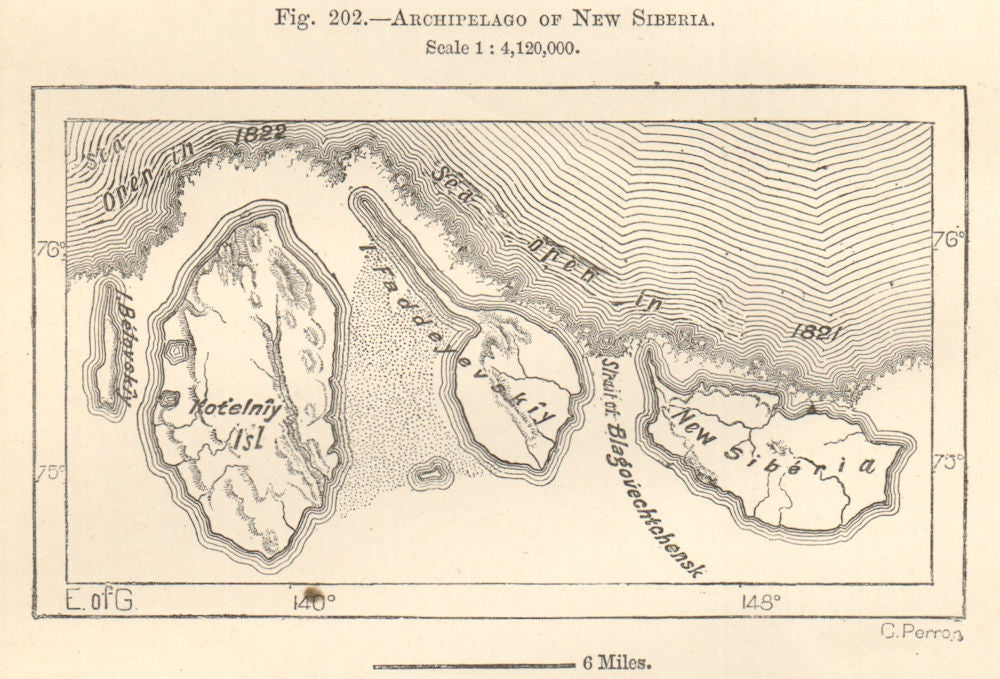Lyakhovsky Islands, East Siberian & Laptev Sea, Siberia. Russia. Sketch map 1885